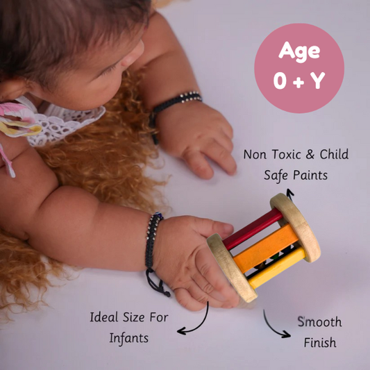 Newborn Rattle Fun Set – Montessori Wooden Rattle Toys for Infants and Babies (Set of 2)