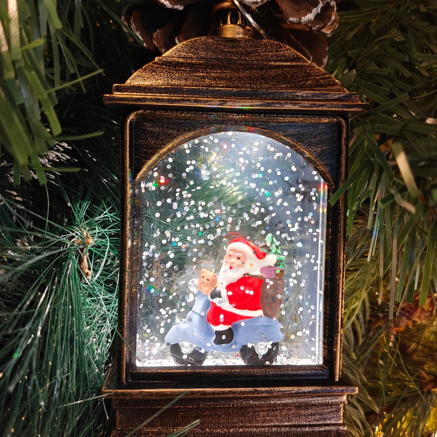 Light-Up Santa Scooter Lantern