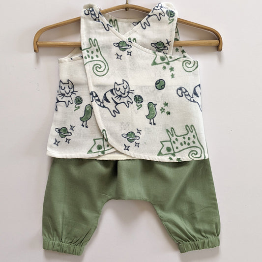 Organic Cotton Preemie Baby Jhabla Set