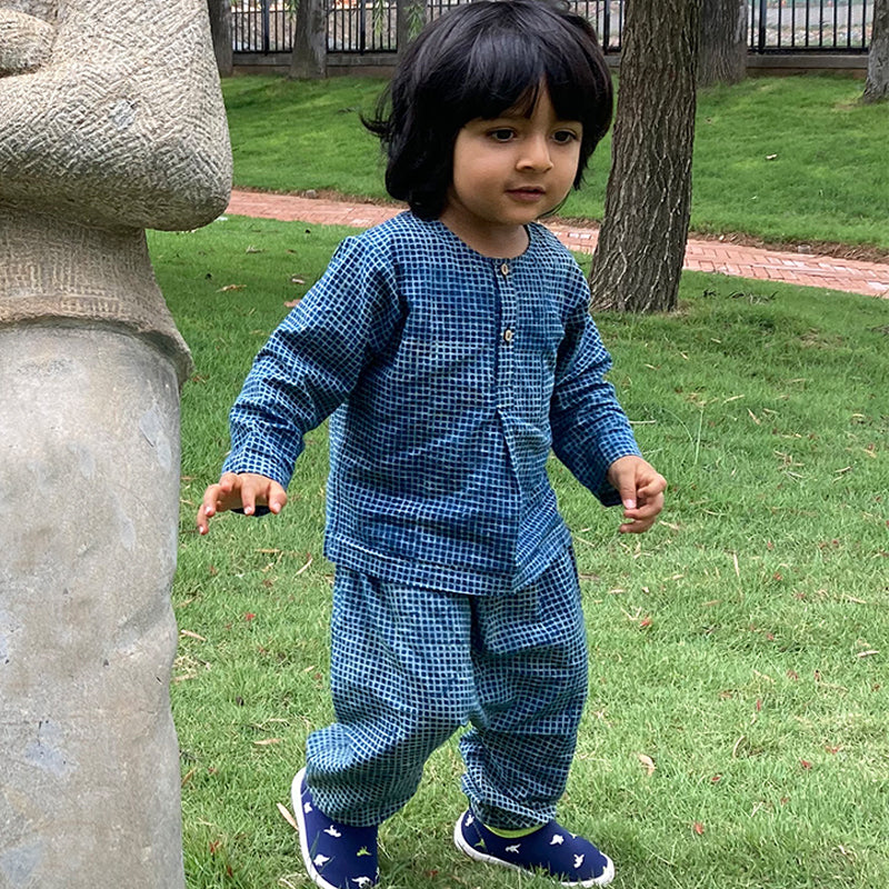 Organic Cotton Indigo Checks Pyjama Pants