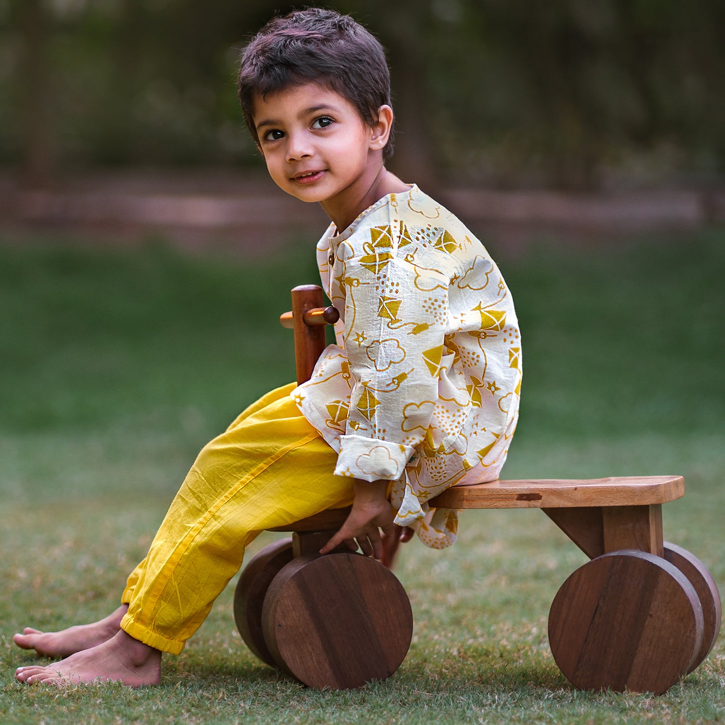 Eco-friendly kidswear kurta set, soft cotton pyjama for babies and kids, Uttarayan