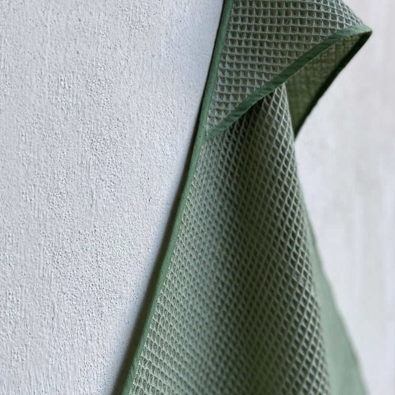 Organic Handwoven Mint Waffle Hooded Towel
