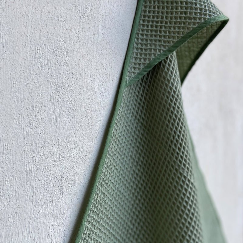 Organic Handwoven Mint Waffle Hooded Towel