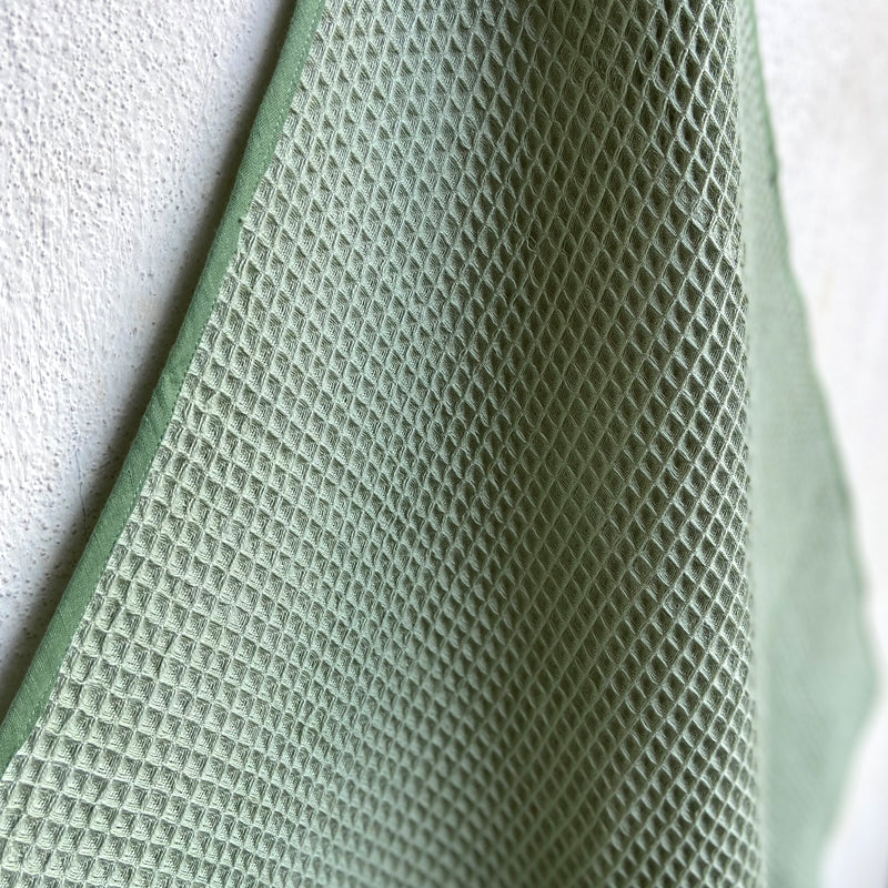 Organic Handwoven Mint Waffle Rectangular Towel