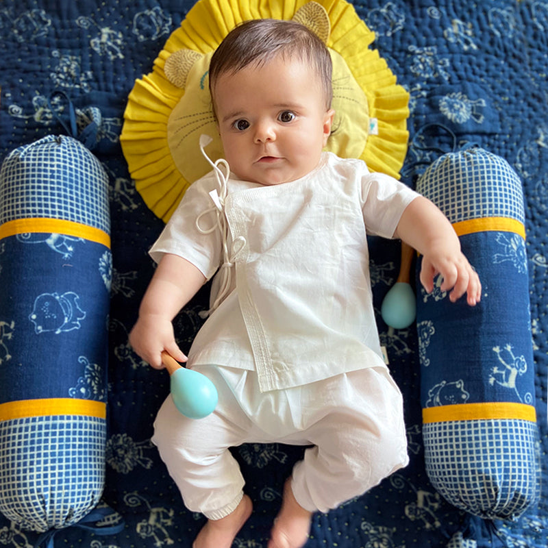 Organic Newborn Gift Get | Blanket + Bolster + Mustard Seed Pillow + Maracas - Zoo