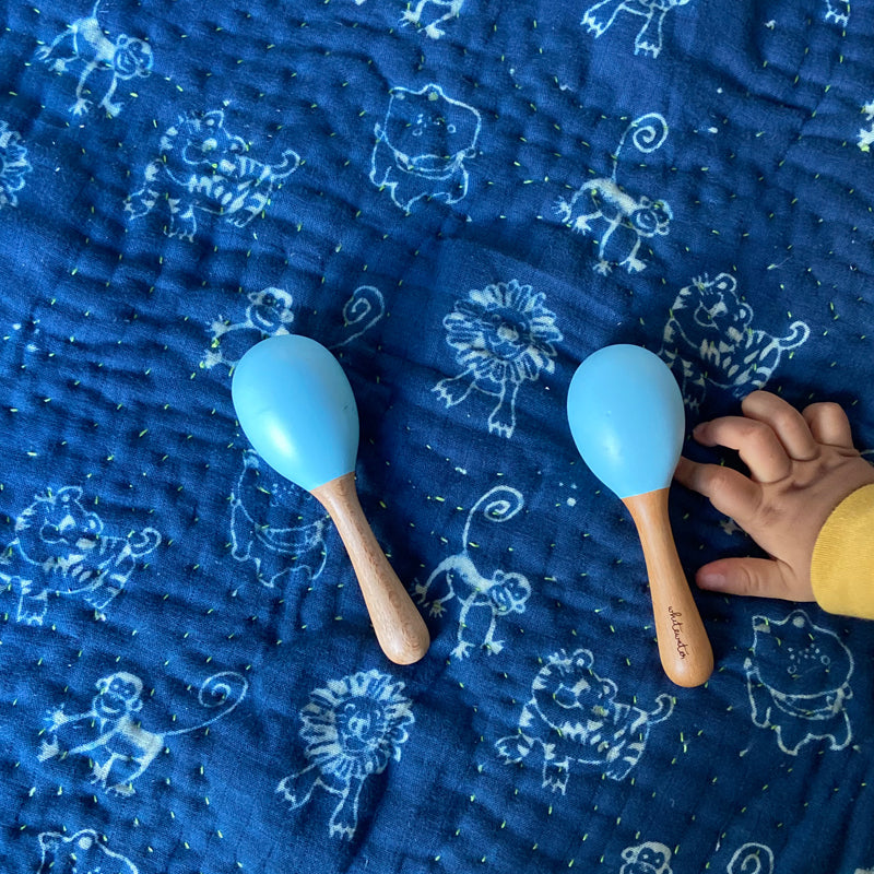 Organic Newborn Gift Get | Blanket + Bolster + Mustard Seed Pillow + Maracas - Zoo
