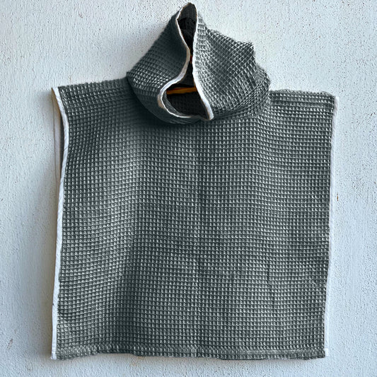 Essential Bag - Organic Handwoven Grey Waffle Hooded Poncho Set