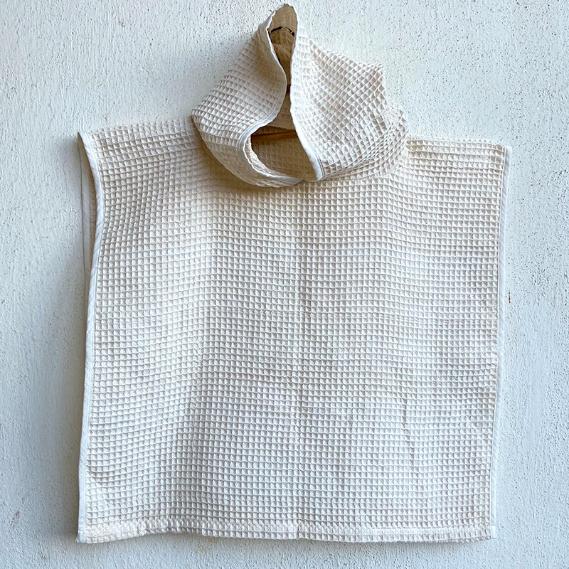 Essential Bag - Organic Handwoven Ivory Waffle Hooded Poncho Set