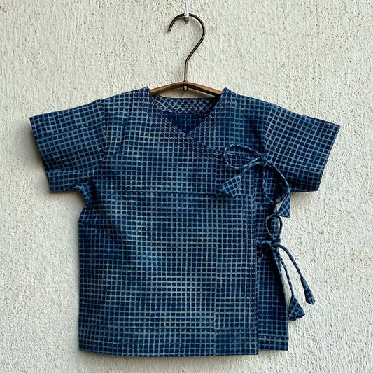 Organic Cotton Unisex Indigo Checks Angarakha and Indigo Raidana Pajama Pants Set