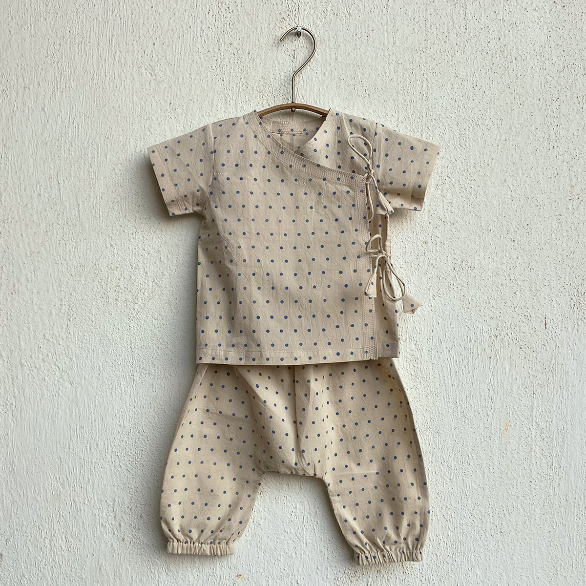 Organic Cotton Unisex Co-ord Set - Indigo Raidana Angrakha and Pajama Pants