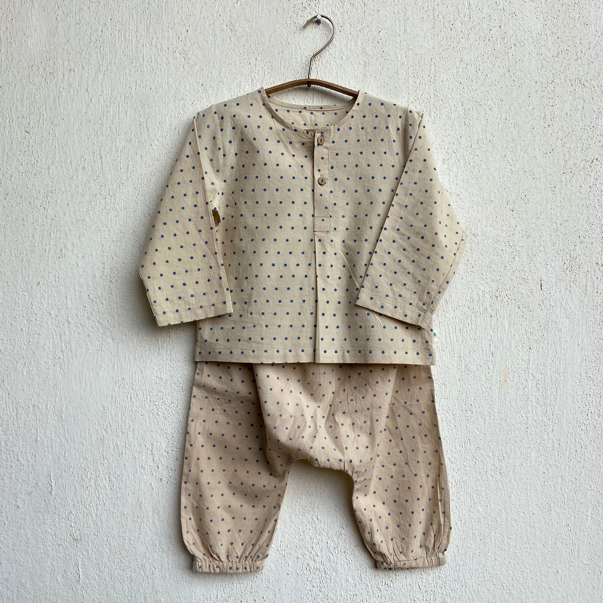 Organic Cotton Unisex Zoo Bag  - Indigo Raidana Kurta + Indigo Checks Kurta with Indigo Raidana Pajama Pants Set