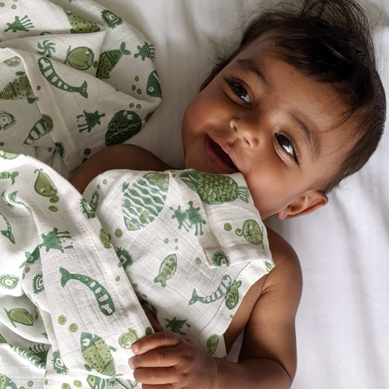 Organic Cotton Muslin Swaddle Wrap - Koi
