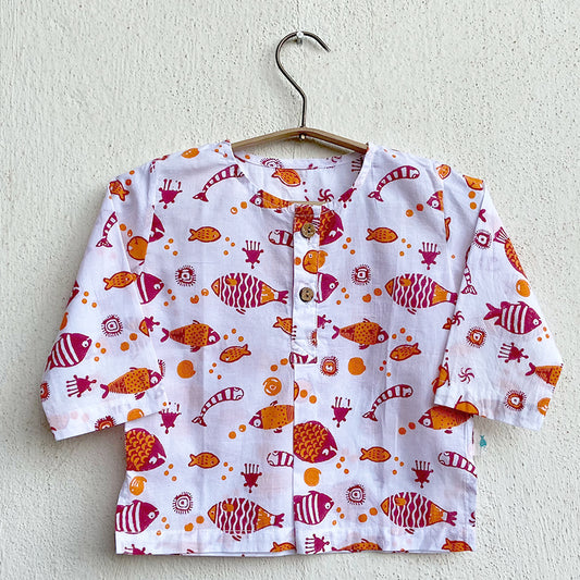 Organic Cotton Koi Red Kurta Top