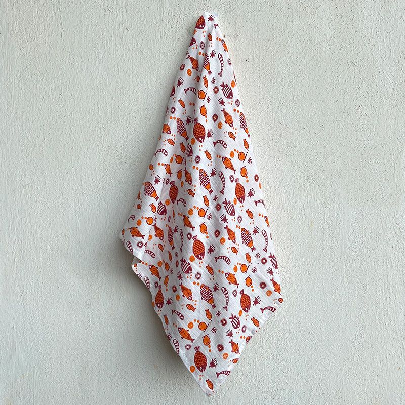 Organic Cotton Muslin Swaddle Wrap - Koi