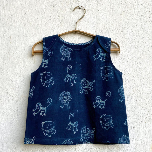 Hand block printed Angarakha top (0-24 months), Whitewater Kids