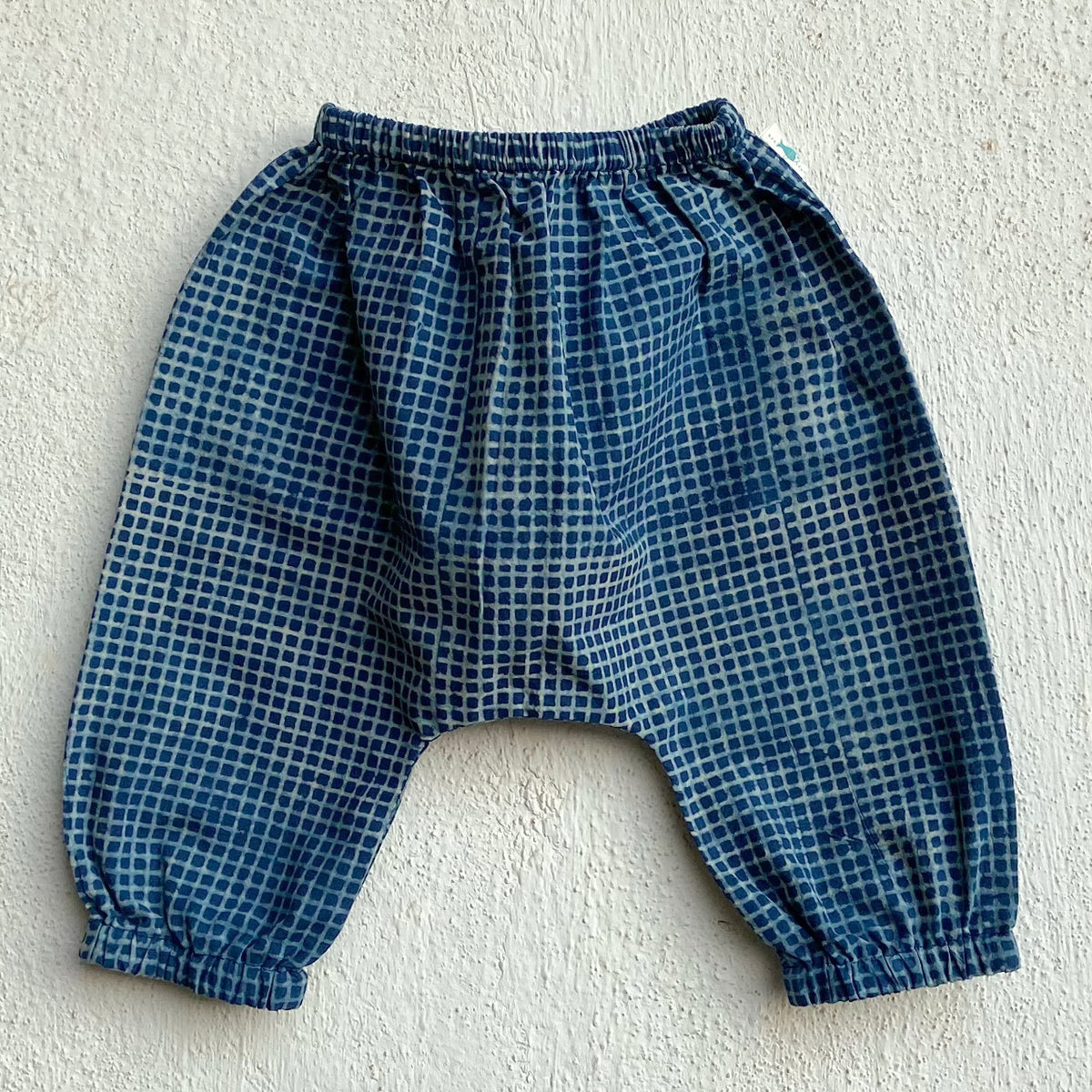 Organic Cotton Unisex Indigo Zoo Jhabla and Indigo Checks Pajama Pants Set