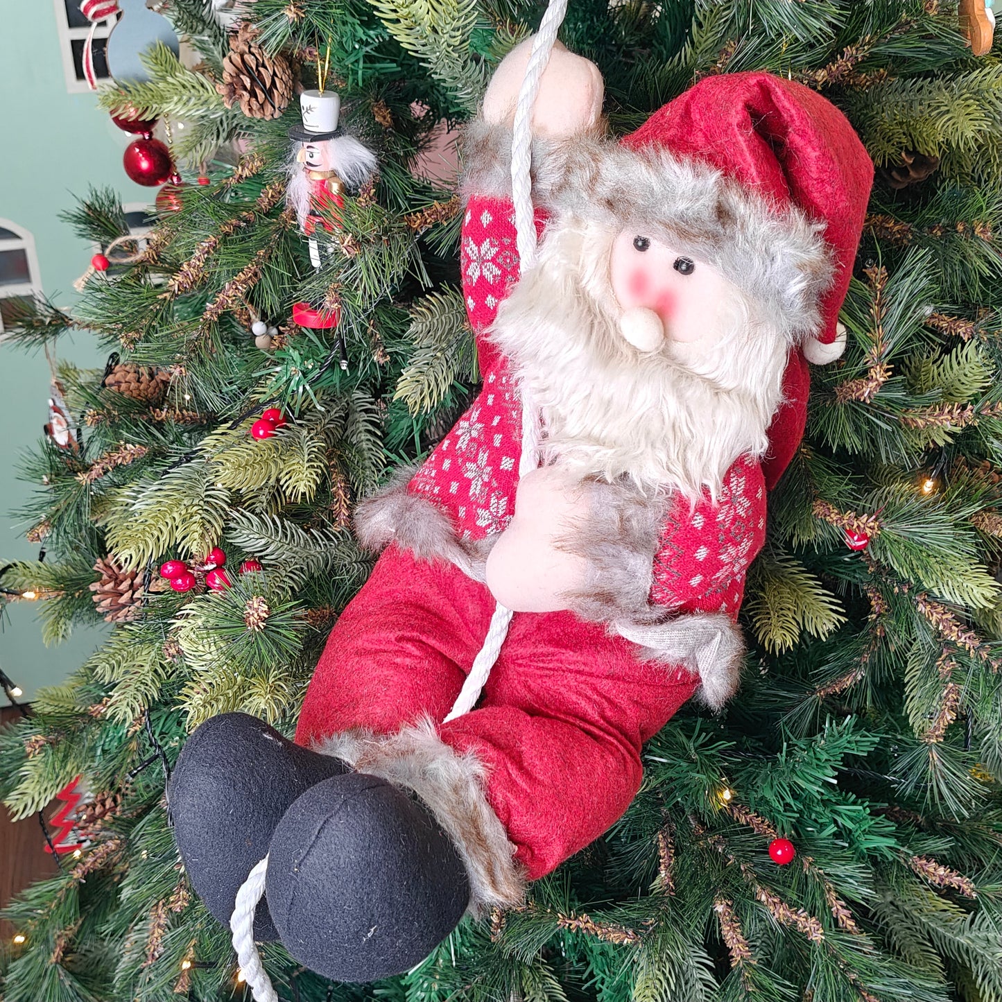 Nordic Fur Santa on a Tree