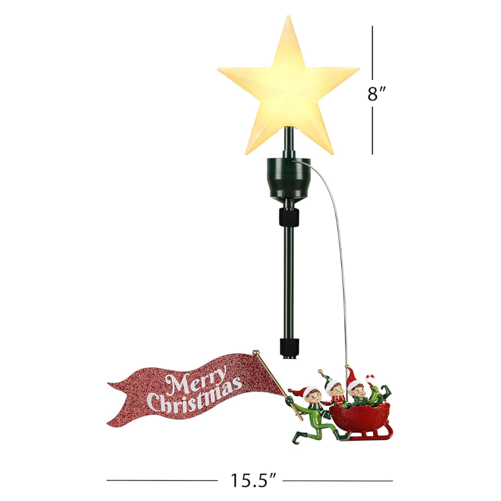 Mr. Christmas  Animated Elves-on-the-Run Tree Topper with Banner