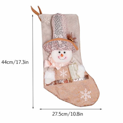 Blush & Gold Wonderland Stocking - Snowman