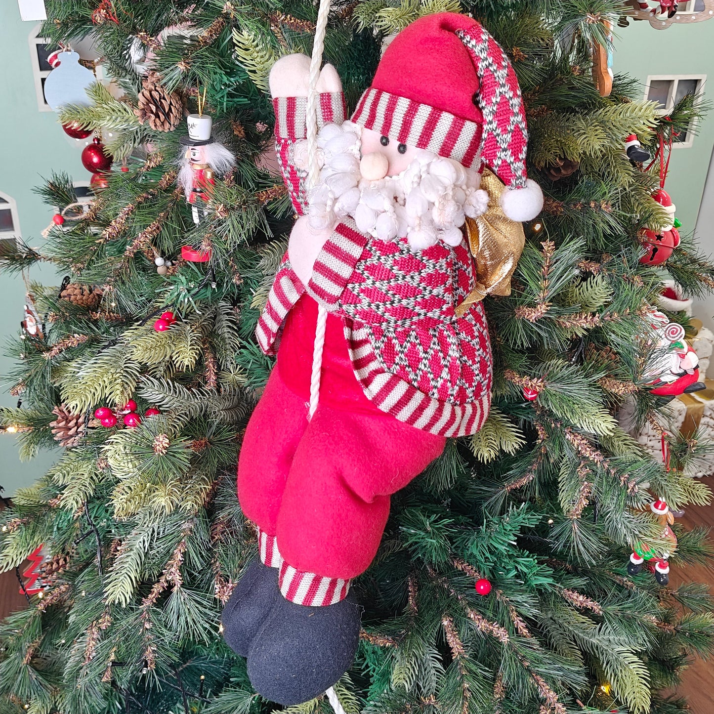 Candy Knit Santa on a Tree