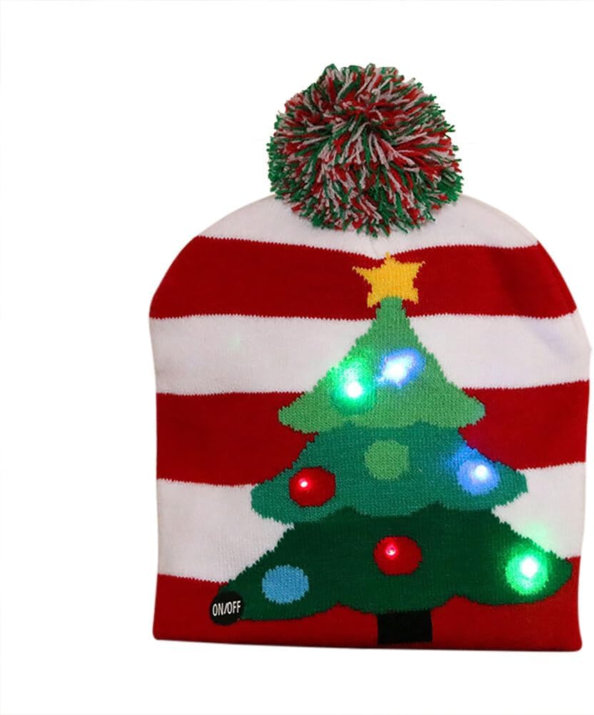 Twinkling Tree Knit LED Beanie