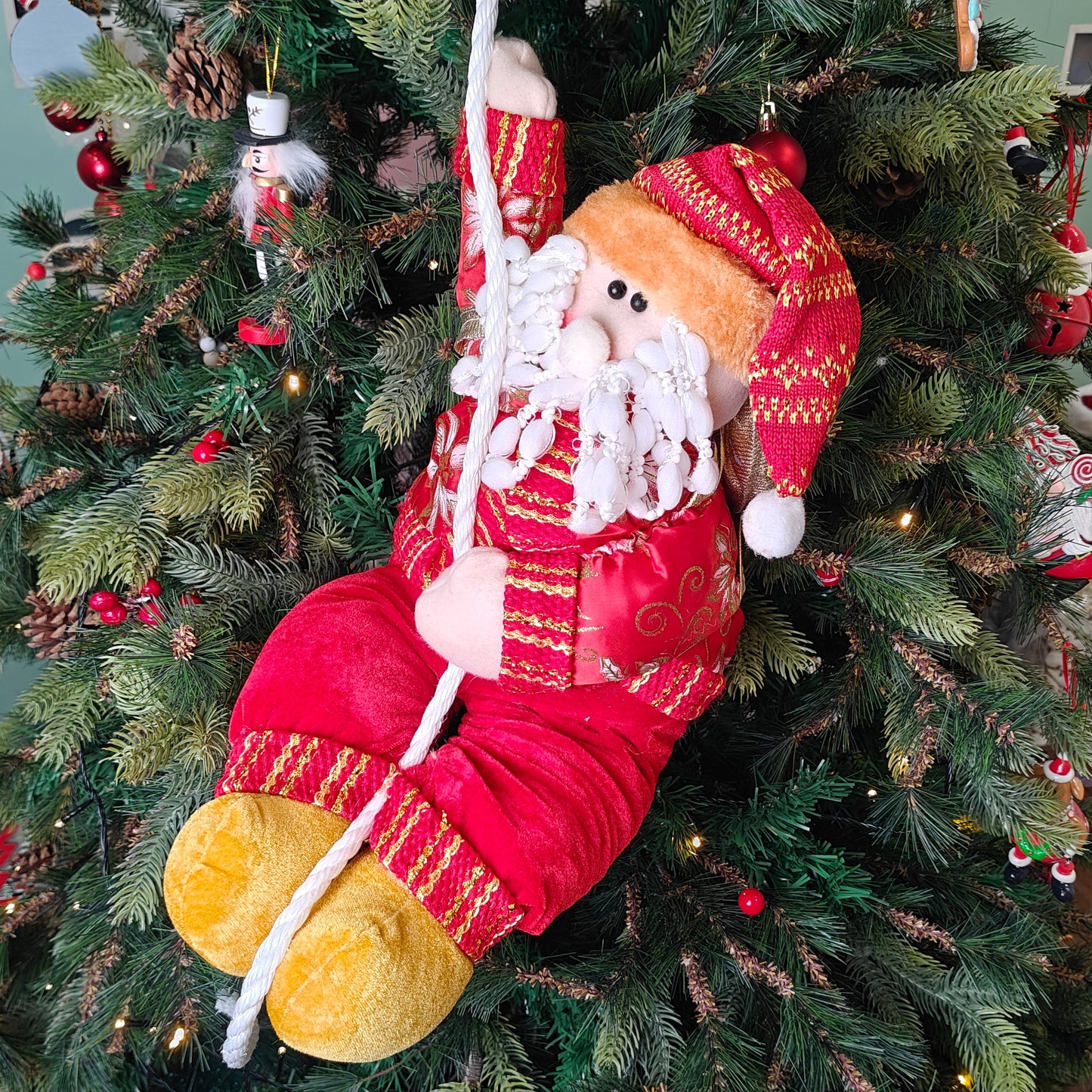 Golden Thread Santa on a Tree