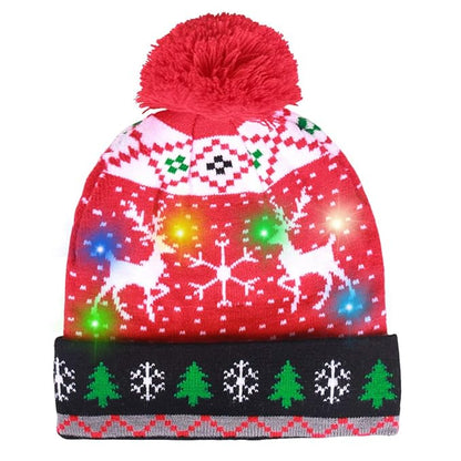 Nordic Reindeer Knit LED Beanie