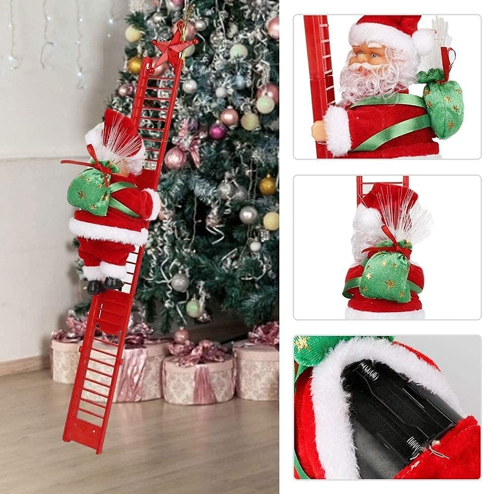Musical Tree Climbing Santa Red Rise