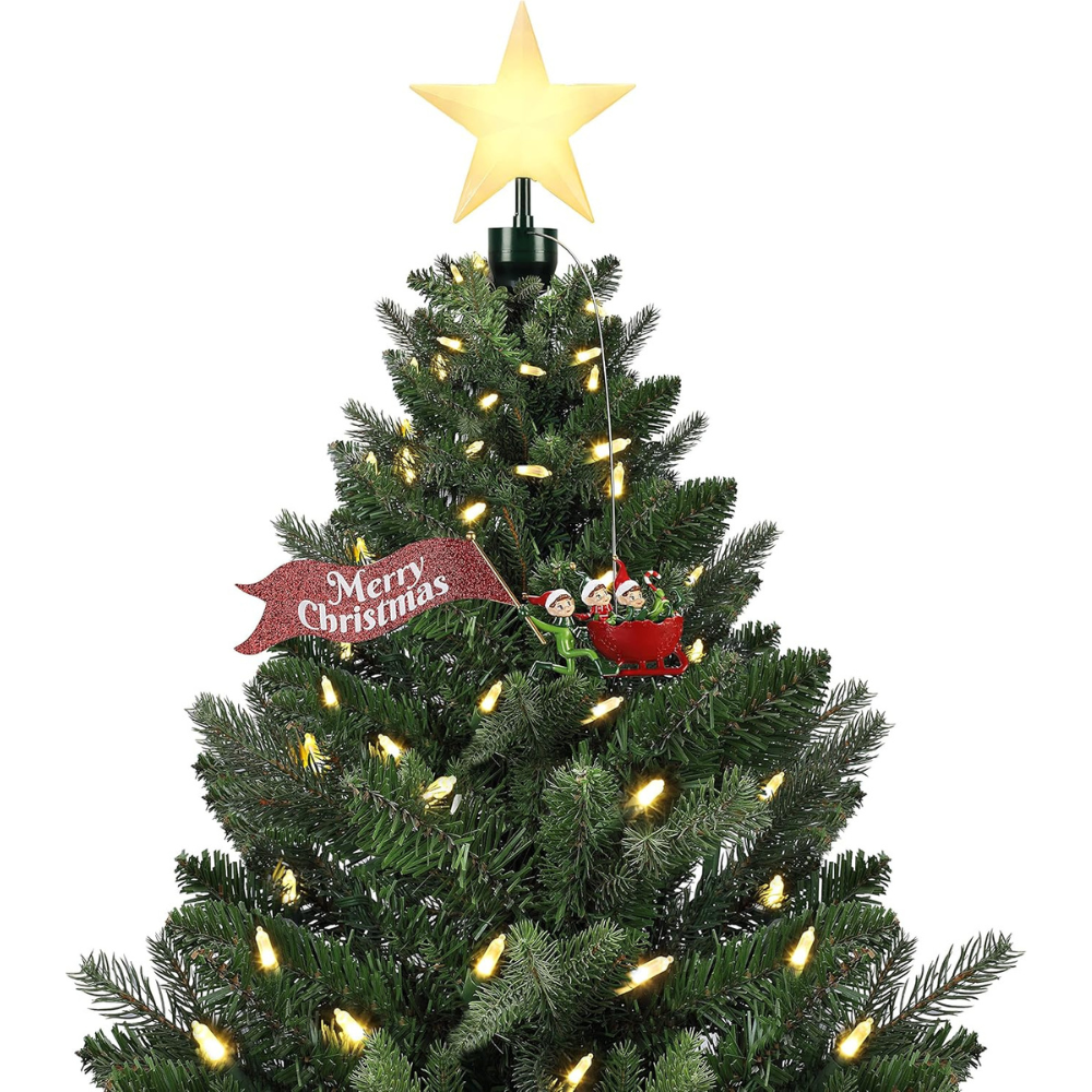 Mr. Christmas  Animated Elves-on-the-Run Tree Topper with Banner