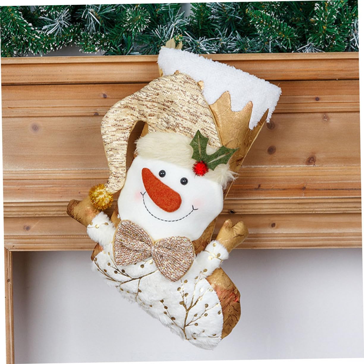 Golden Glow Stocking - Snowman