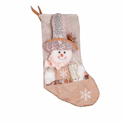 Blush & Gold Wonderland Stocking - Snowman