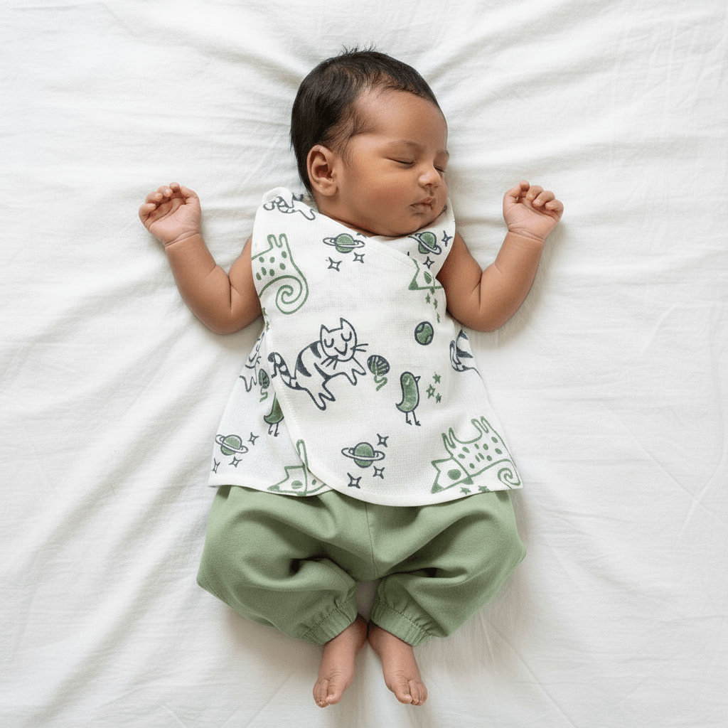 Organic Cotton Preemie Baby Jhabla Set