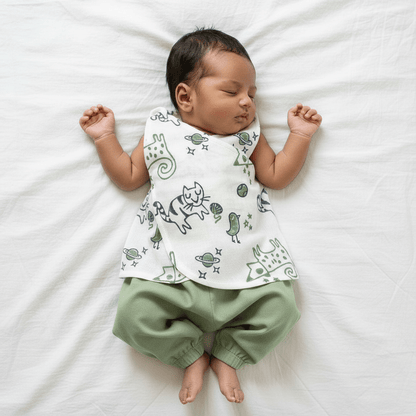 Organic Cotton Preemie Baby Jhabla Set