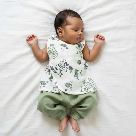 Organic Cotton Preemie Baby Jhabla Set