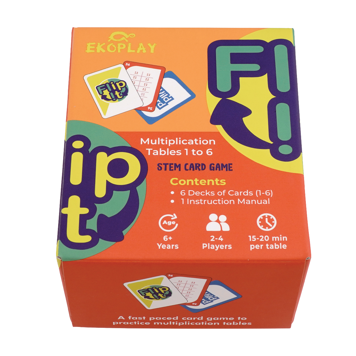 Ekoplay Flip It Multiplication STEM Card Game (Tables 1–6) | Reinforces Multiplication Tables Through Fun Play