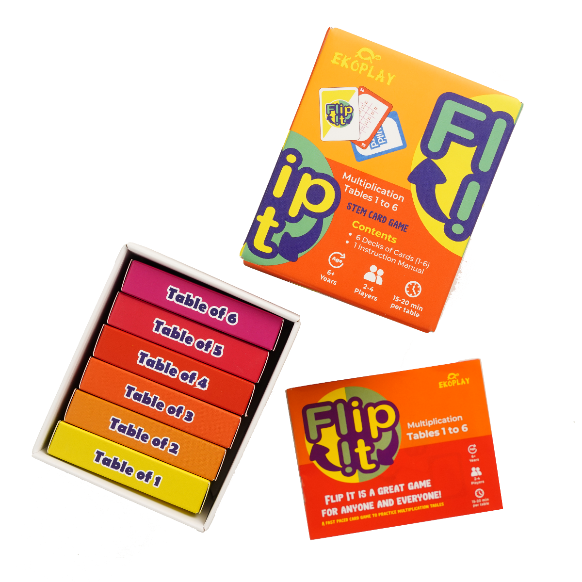 Ekoplay Flip It Multiplication STEM Card Game (Tables 1–6) | Reinforces Multiplication Tables Through Fun Play