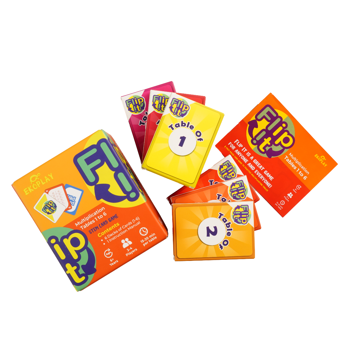 Ekoplay Flip It Multiplication STEM Card Game (Tables 1–6) | Reinforces Multiplication Tables Through Fun Play