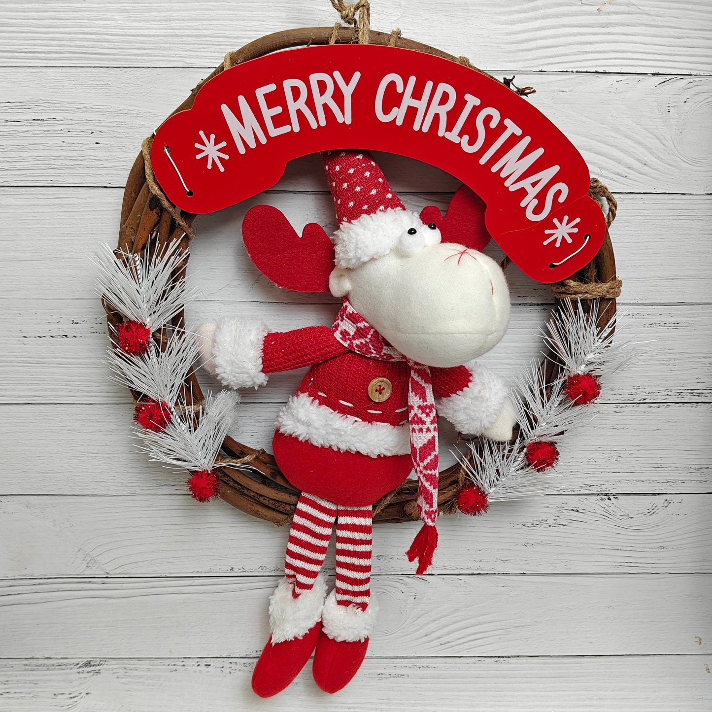 Frosted Joy Wreath - Reindeer