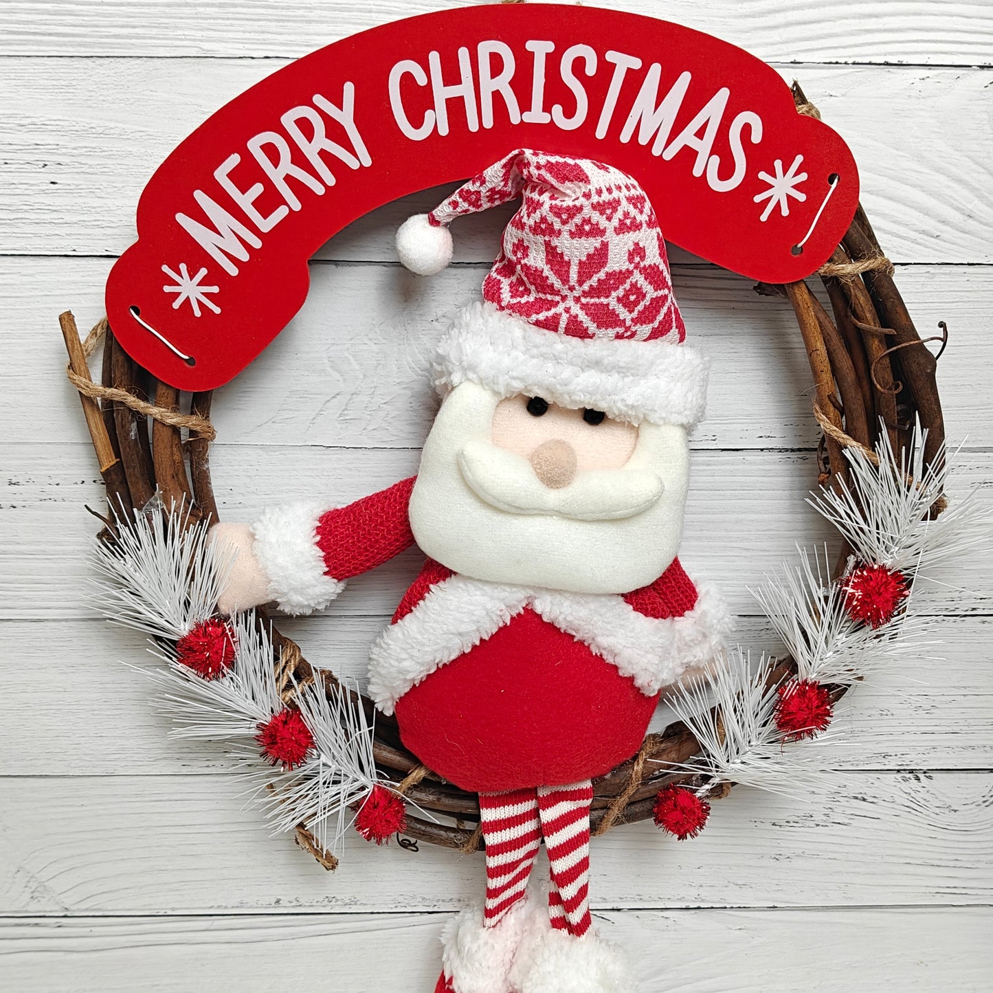 Frosted Joy Wreath - Santa
