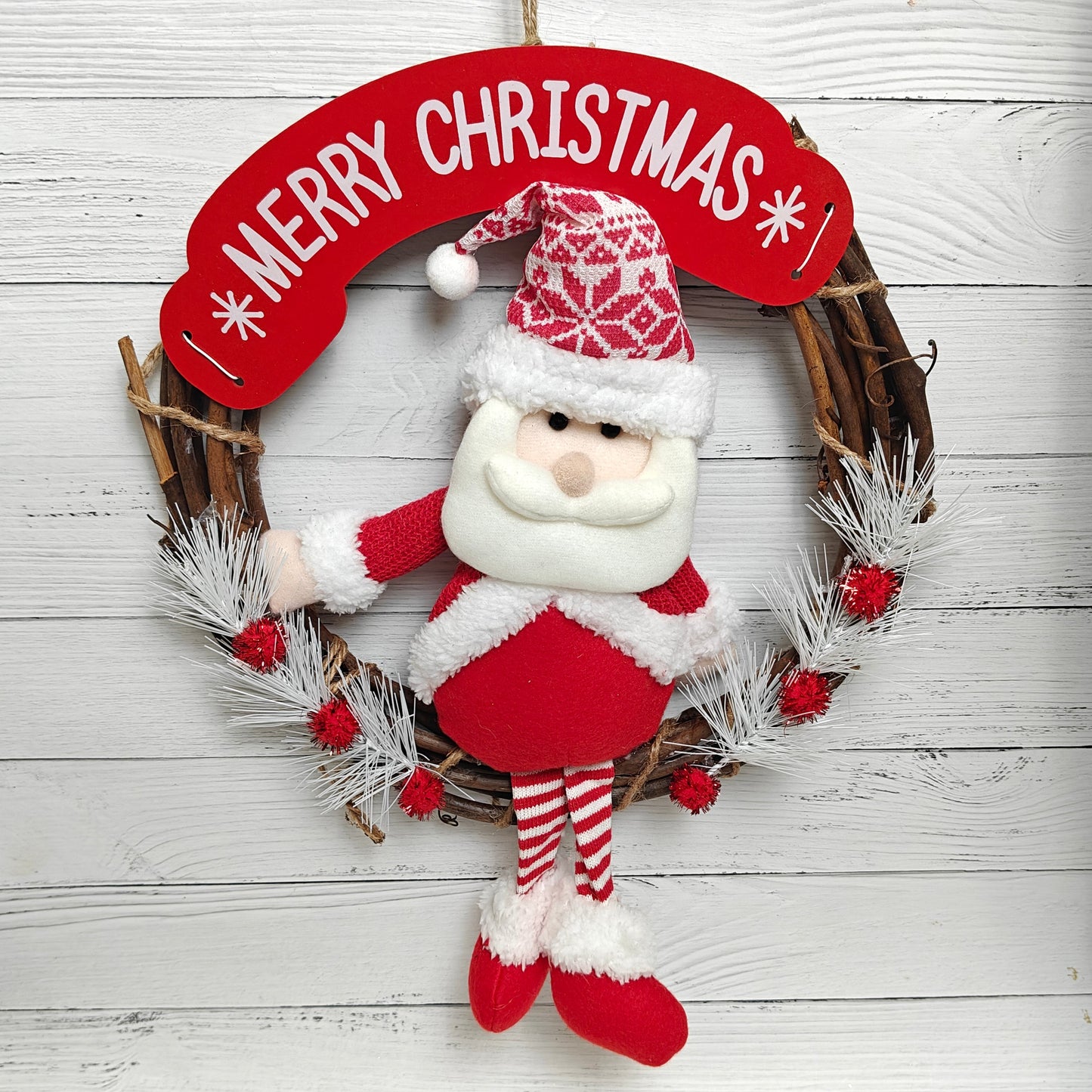 Frosted Joy Wreath - Santa