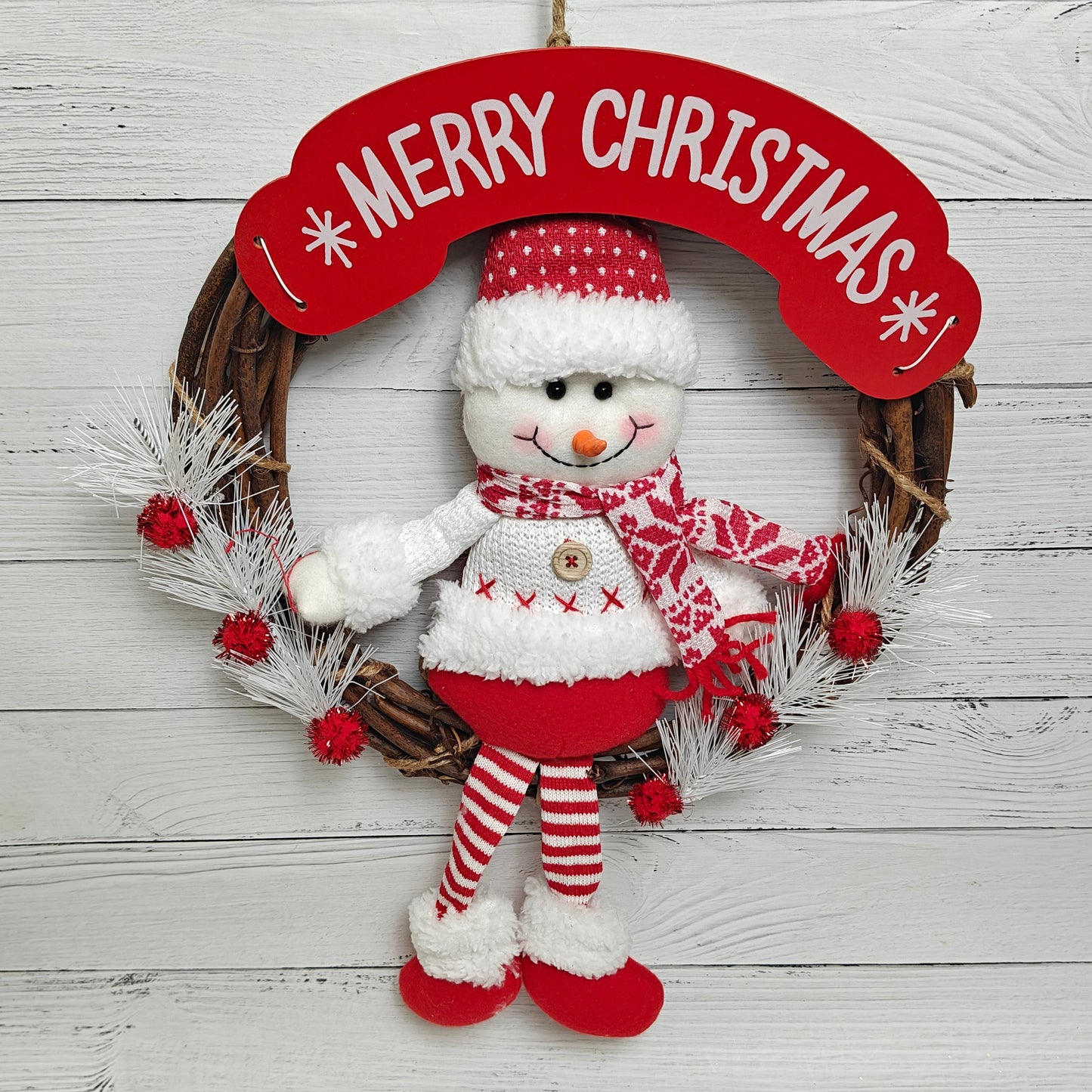 Frosted Joy Wreath - Snowman
