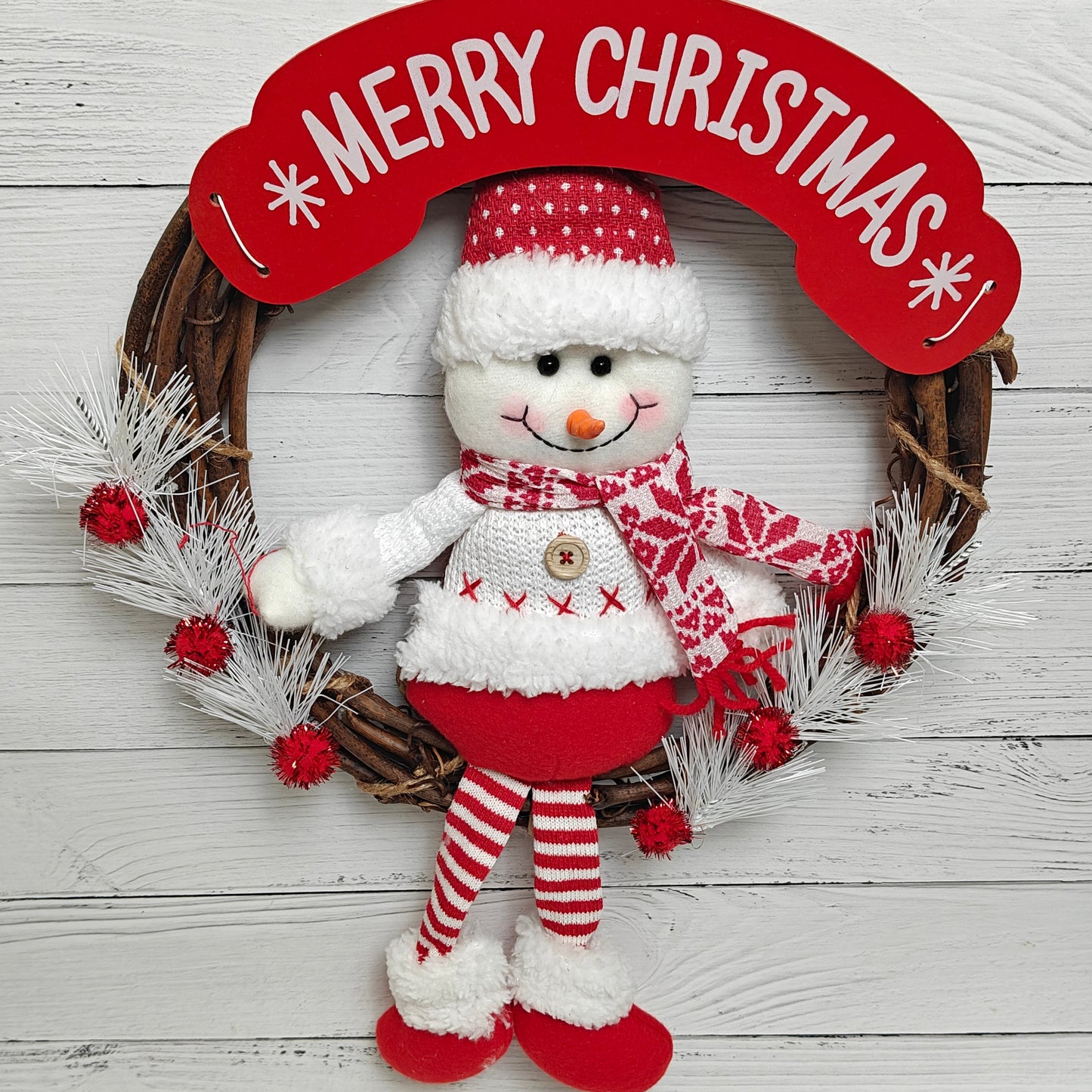 Frosted Joy Wreath - Snowman