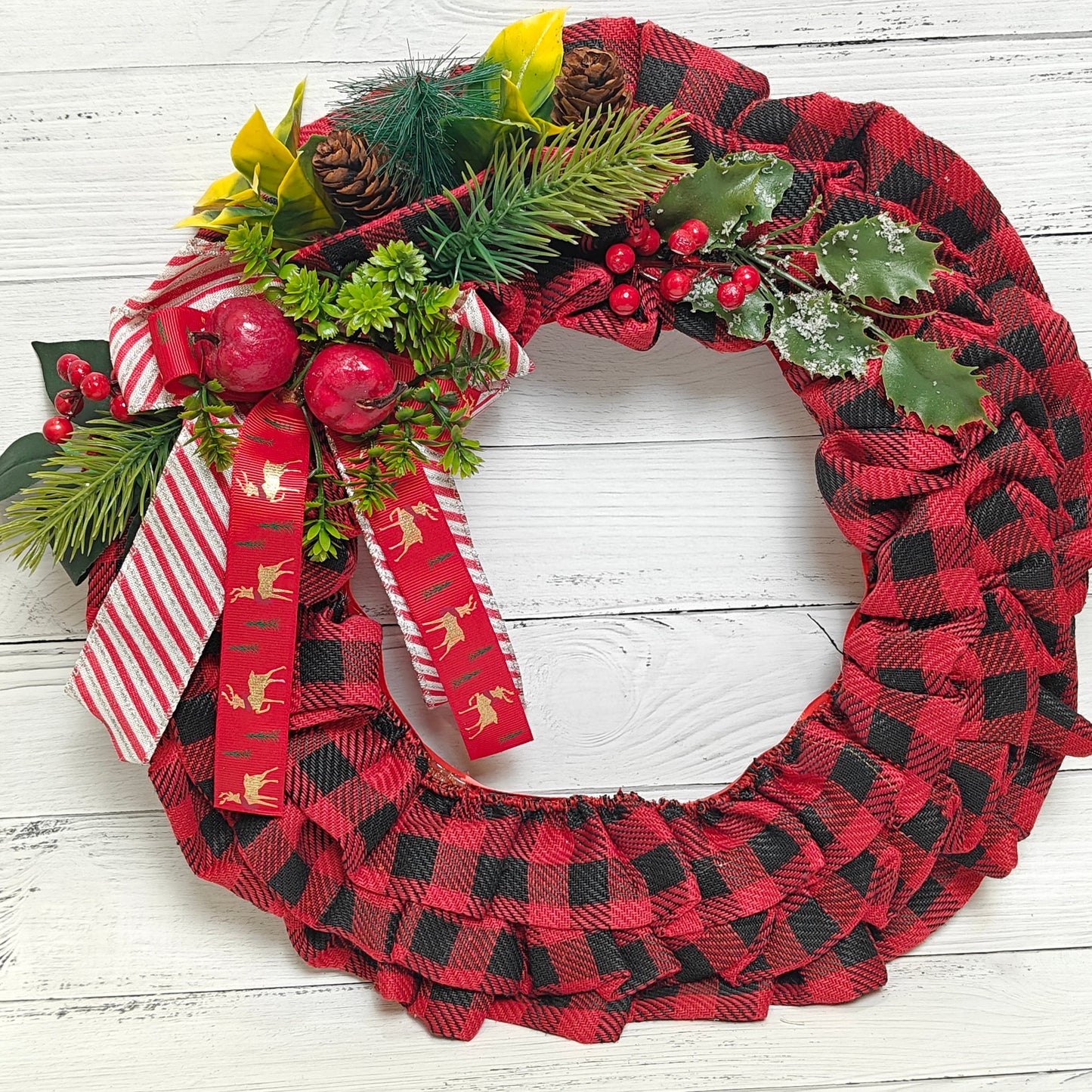 Plaid Charm Holiday Wreath