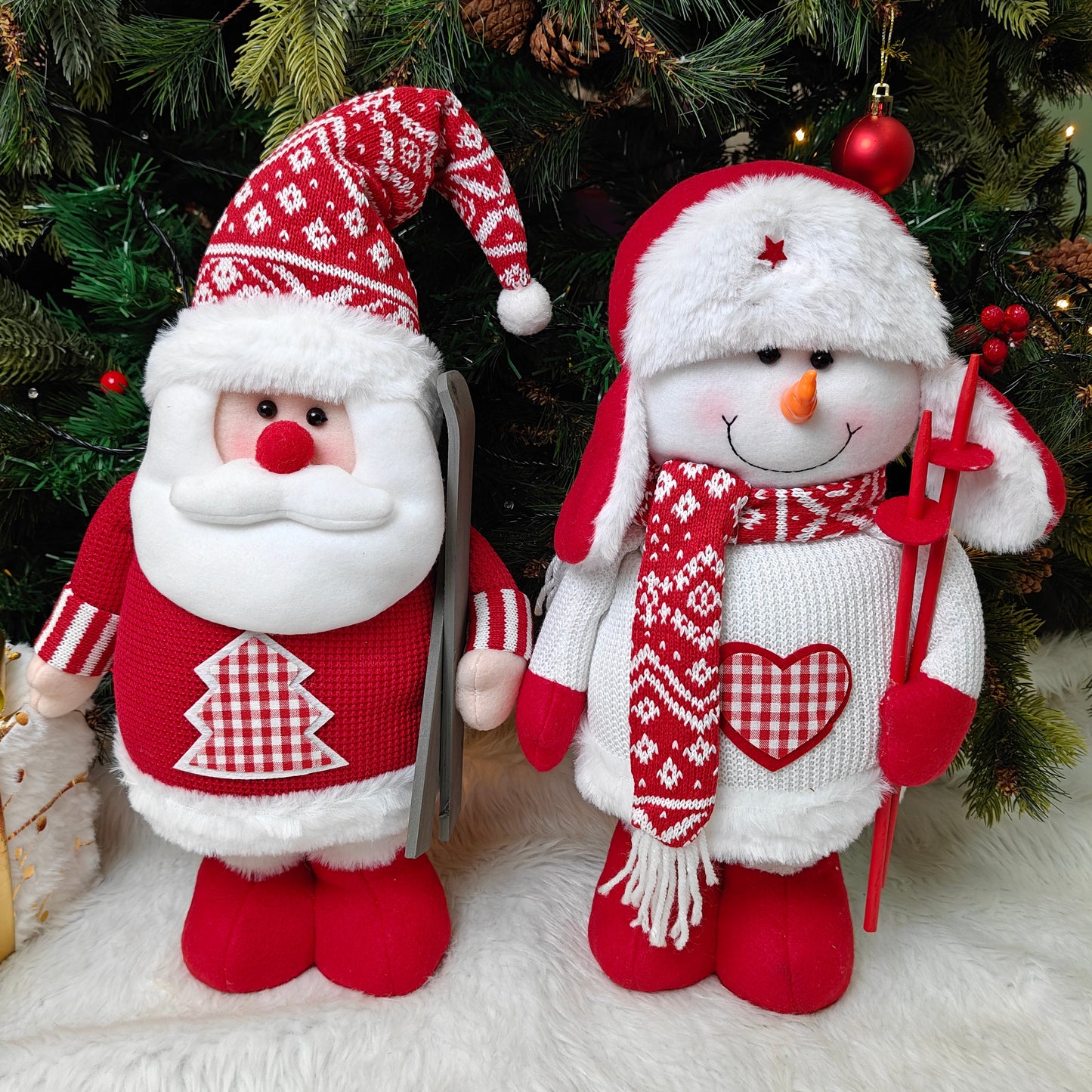 Nordic Holiday Skii Duo - Extendable Legs - Snowman