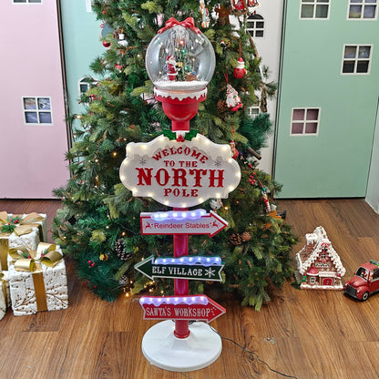 Light-Up North Pole Signpost