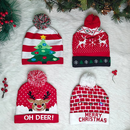 Twinkling Tree Knit LED Beanie