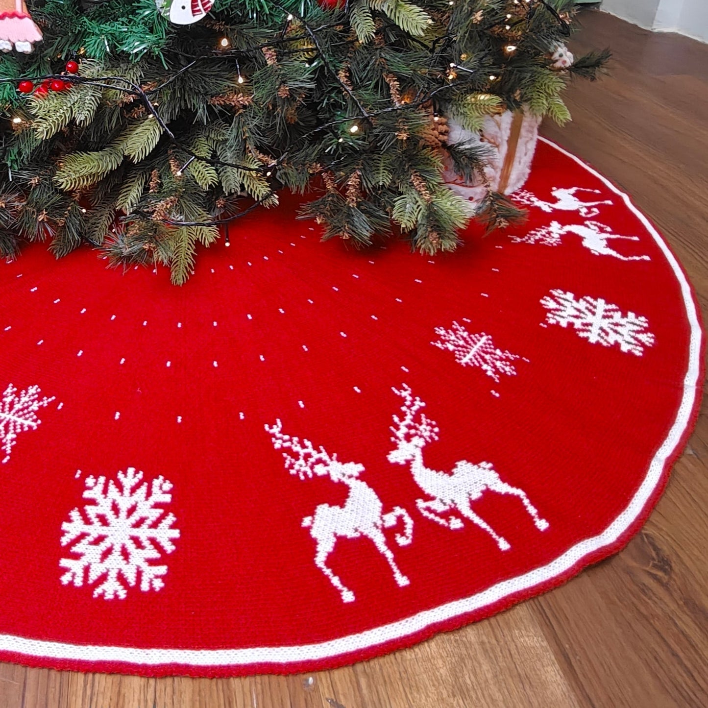 50" Tree Skirt-to-Cape- Snowy Scandinavian Knit