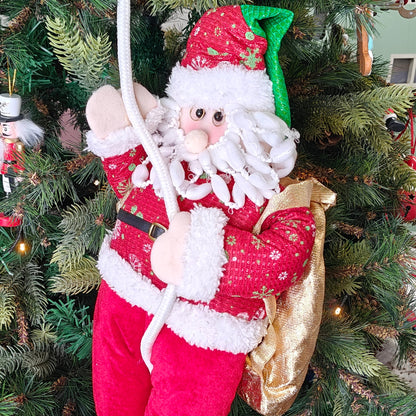 Festive Green Hat Santa on a Tree