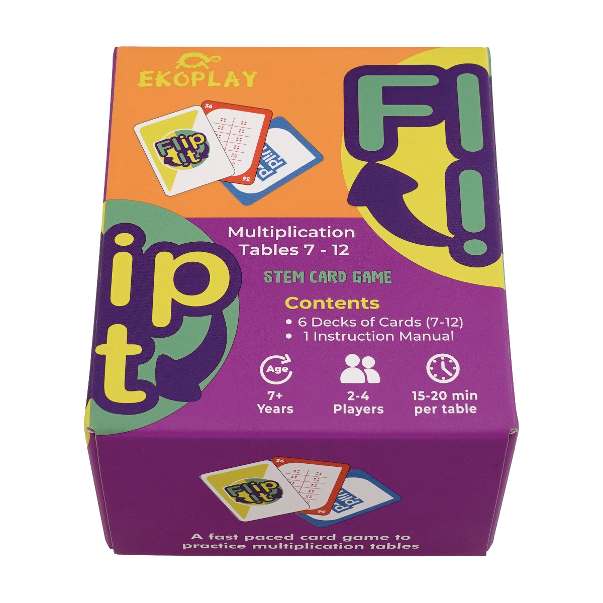 Ekoplay Flip It Multiplication STEM Card Game (Tables 7–12) | Reinforces Multiplication Tables Through Fun Play