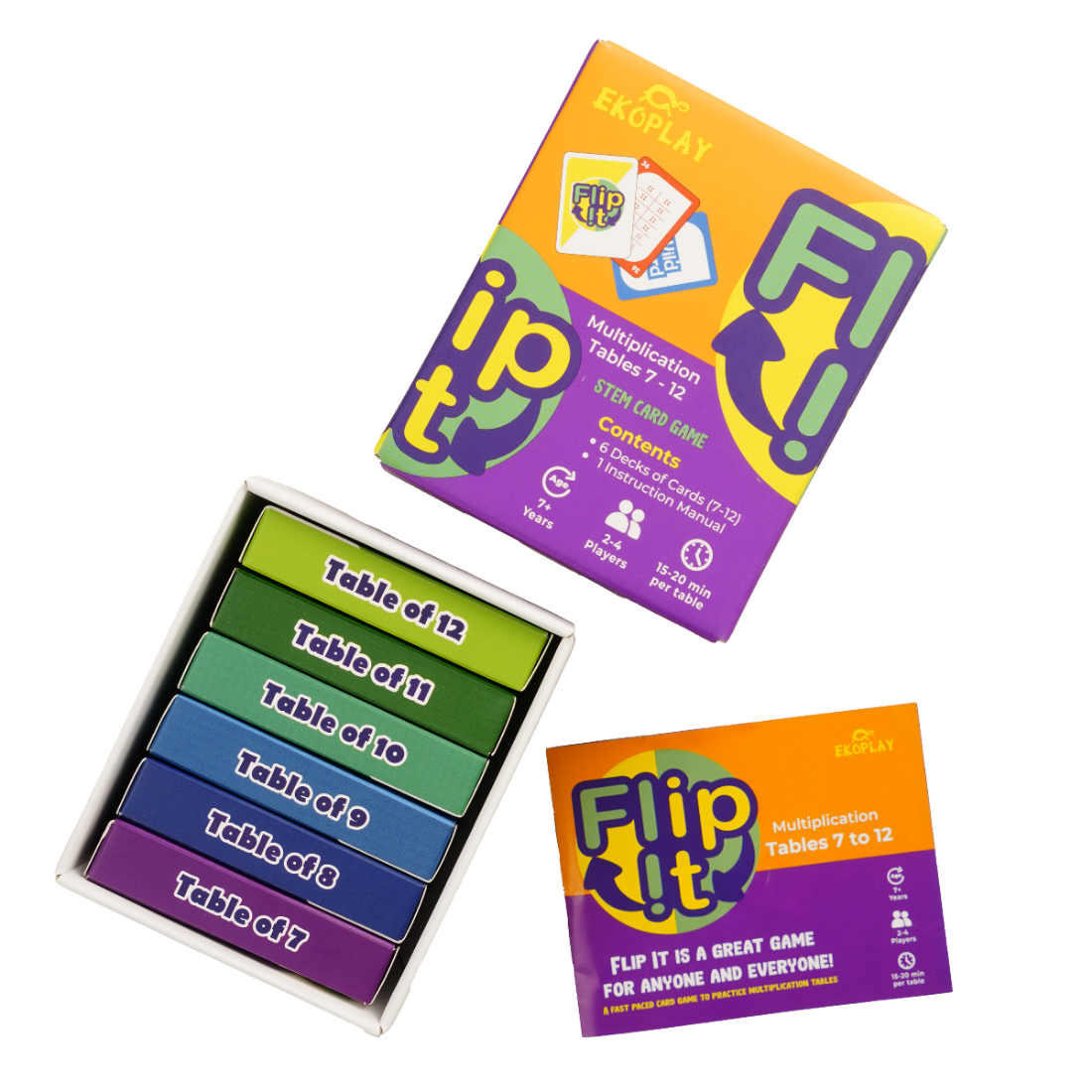 Ekoplay Flip It Multiplication STEM Card Game (Tables 7–12) | Reinforces Multiplication Tables Through Fun Play